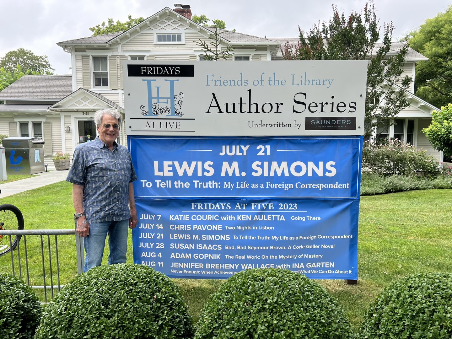 Fridays at Five Author Series featuring Lewis Simons at Hampton Library in Bridgehampton